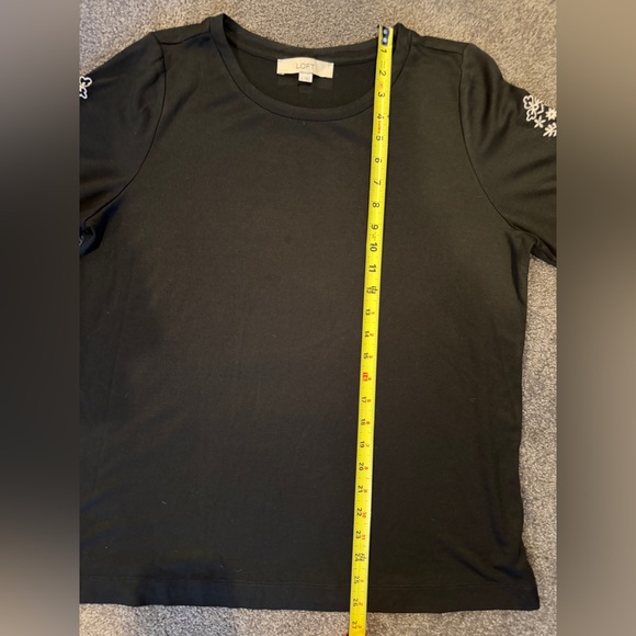 LOFT Black Long Sleeve Top with Embroidered Details - Picture 5 of 8